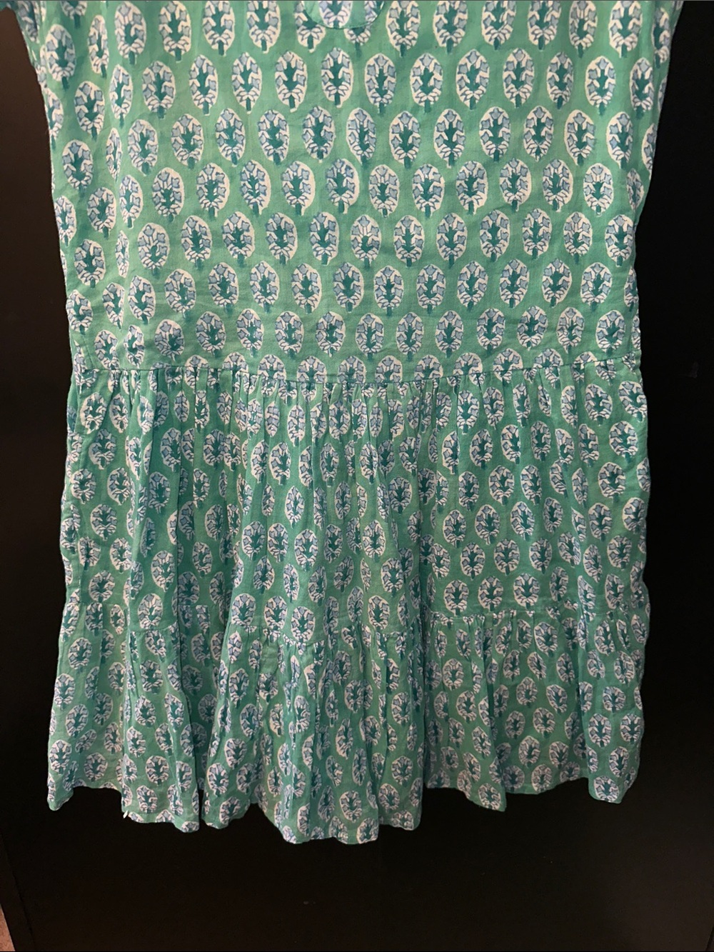 Oliphant Teal Printed Short Sleeve Swing Dress S - Picture 5 of 10